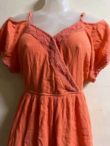 Coral Cold Shoulder Dress