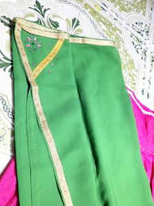 Fully Stitched South Indian Half Saree | Pink With Green | Bust Size 34 Price Dropped