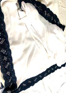 Georgous White Saree | Black Border