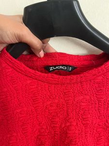 Red Textured Top