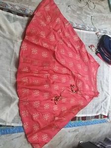 Red &amp; Gold Foil Print Ethnic Skirt