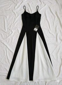 With Tag Elegant Black &amp; White Maxi Dress
