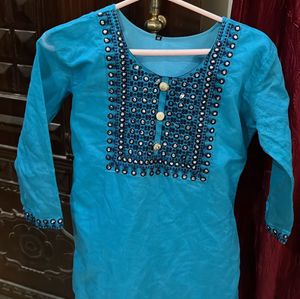 Blue Embroidery Kurti
