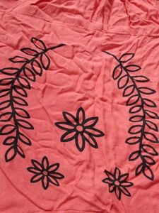 Coral Embroidered Top