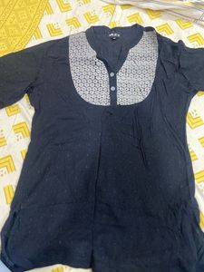 Black Embroidered Tunic Top