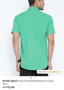 Arrow Sport Sea Green Pure Cotton Casual Shirt