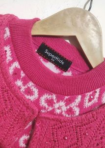 Rose Color Winter Sweater For Girl 8- 9 Year