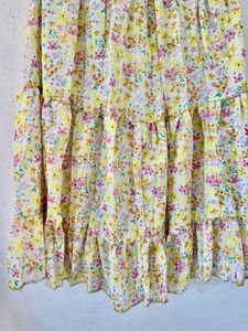 Trendy Yellow Flowering Skirt
