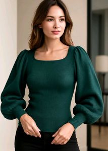 Green Puff Sleeve Top💚🌲