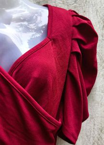 Chic Red Puff Sleeve Top