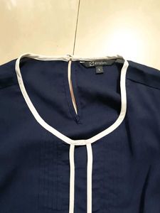 Nevy Blue Silk Top For Casual Wear