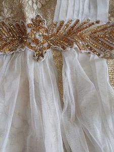 Elegant White &amp; Gold Party Dress