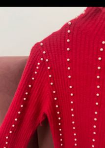 Red Embellished sweater
