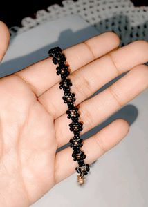 Black Beaded Flower Bracelet