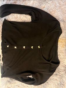 butterfly black full sleeve crop top