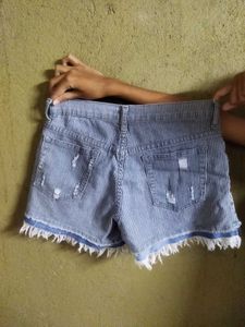 Pinstriped Distressed Shorts