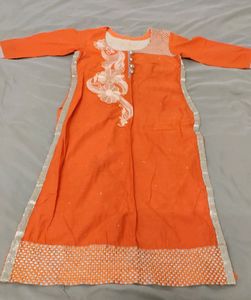 Orange Kurta Set With Chudi Pants For Women🧡