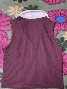 Maroon Sleeveless Crop Top