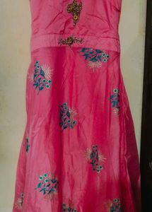Pink Floral Embroidered Dress