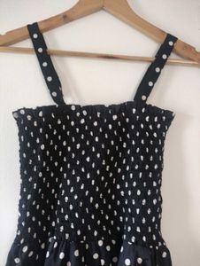 Polka Print Dress For Women, Black