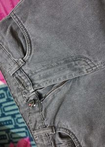 Gray Denim Wide Leg Jeans