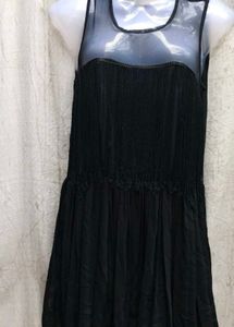 Black Sheer Fringe Dress