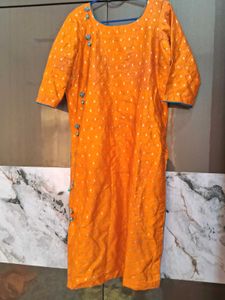 Orange Printed Kurta With Bottom