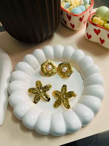 Gold Tone Floral Earrings - Set of 2