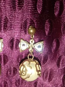 Bow &amp; Pearl Drop Earrings
