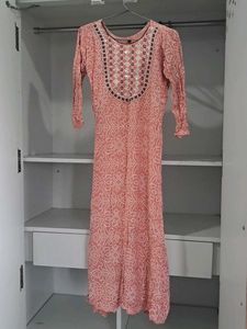 Peach Printed Kurta