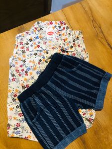 3-6 Month Baby Girl Dress.cream Shirt Denim Shorts