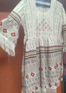 white , girly , traditional style top , tunic