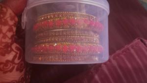 🔴NEW Pink Stone Work Bangles (Set Of 6)