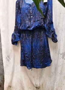 I. Blue Printed Dress