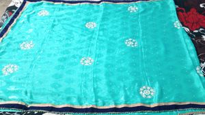 Sea Green Embellished Saree