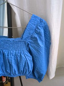 Blue Puff Sleeve Top