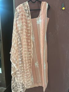 Peach Embroidered Kurta
