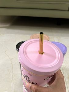 Minniey Insulated Tumbler With Steel Straw - Pink