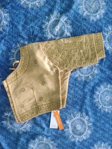 Grand Gold Blouse With Pearl And Embroidery