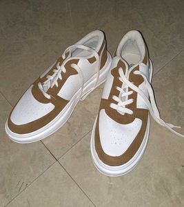 Stylish White & Brown Sneakers