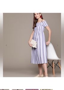 LABEL RITU KUMAROff-Shoulder Smocked A-line Dress