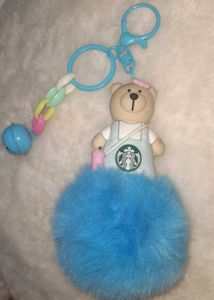 Starbucks Bear Fluffy Keychain+bagcharm