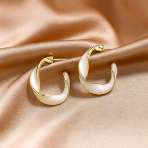 Chic White & Gold Hoops