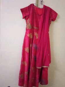 Long Festive Wear Kurta With Bottom And Chunni
