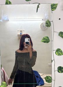 Off-Shoulder Olive Green Top