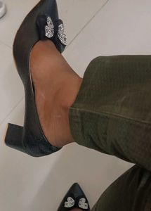 Black Heels with Bow Detail