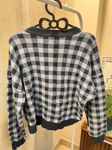 Checked Knit Cardigan