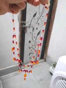 Orange Beaded Layered Necklace