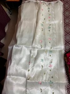 Pastel pista organza saree