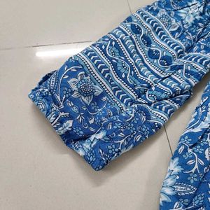 Blue Floral Print Top
